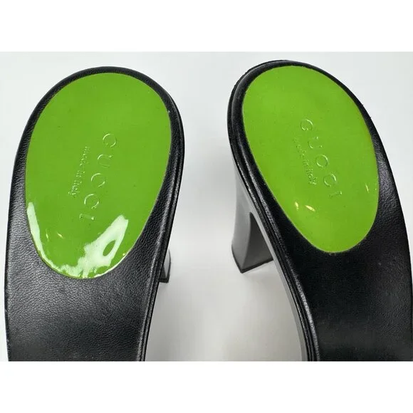 Gucci Horsebit Size 9,5/40 Green Patent Leather Heel Sandal - Picture 11 of 16